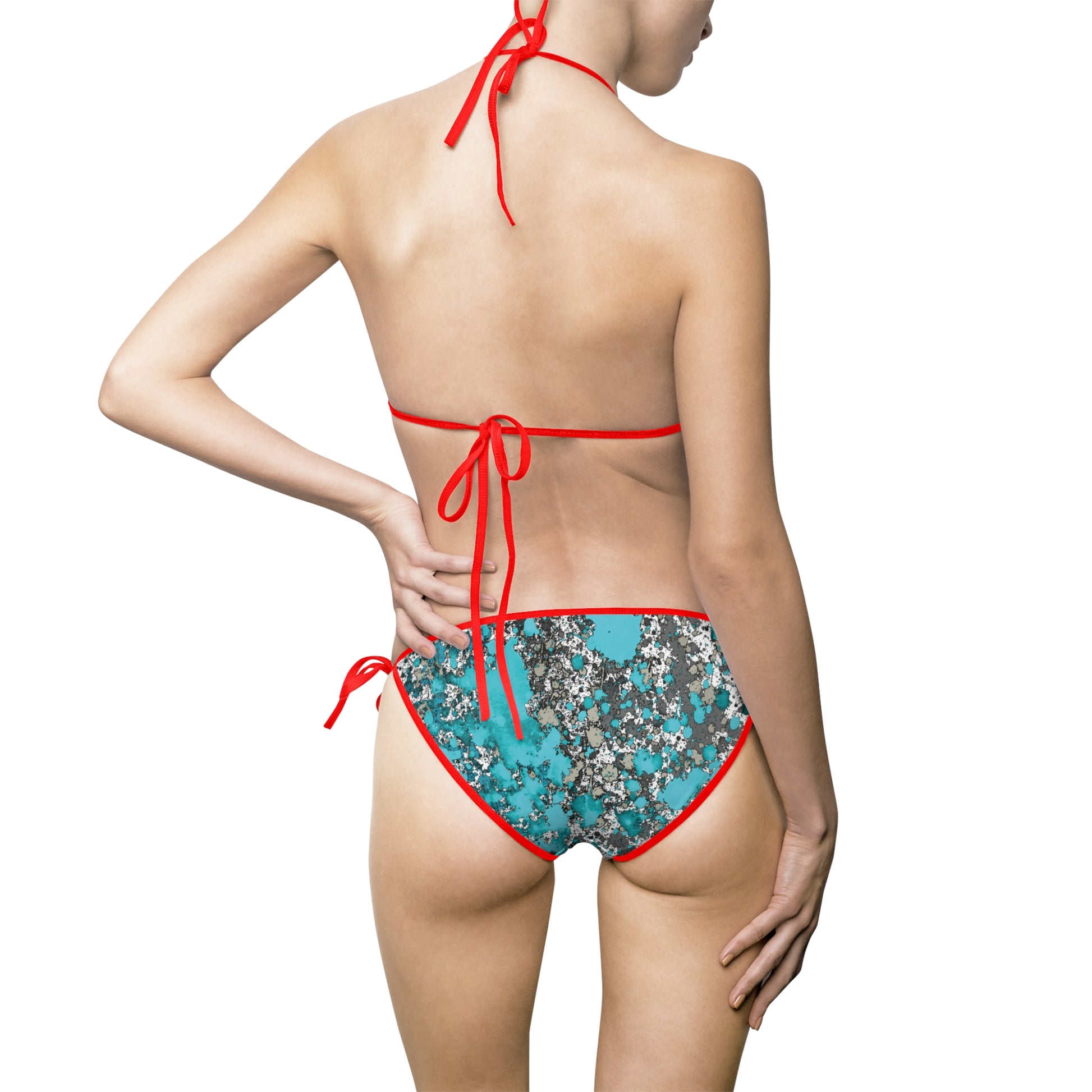 Turquoise Grey Splash Bikini Swimsuit Printify