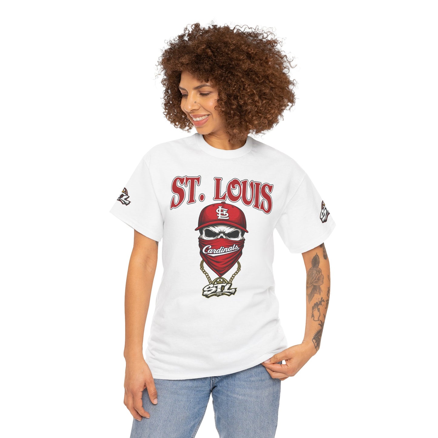 St. Louis Cardinals Masked Fan T-Shirt — STL Baseball Tee ⚠️ Contains AI-generated models
