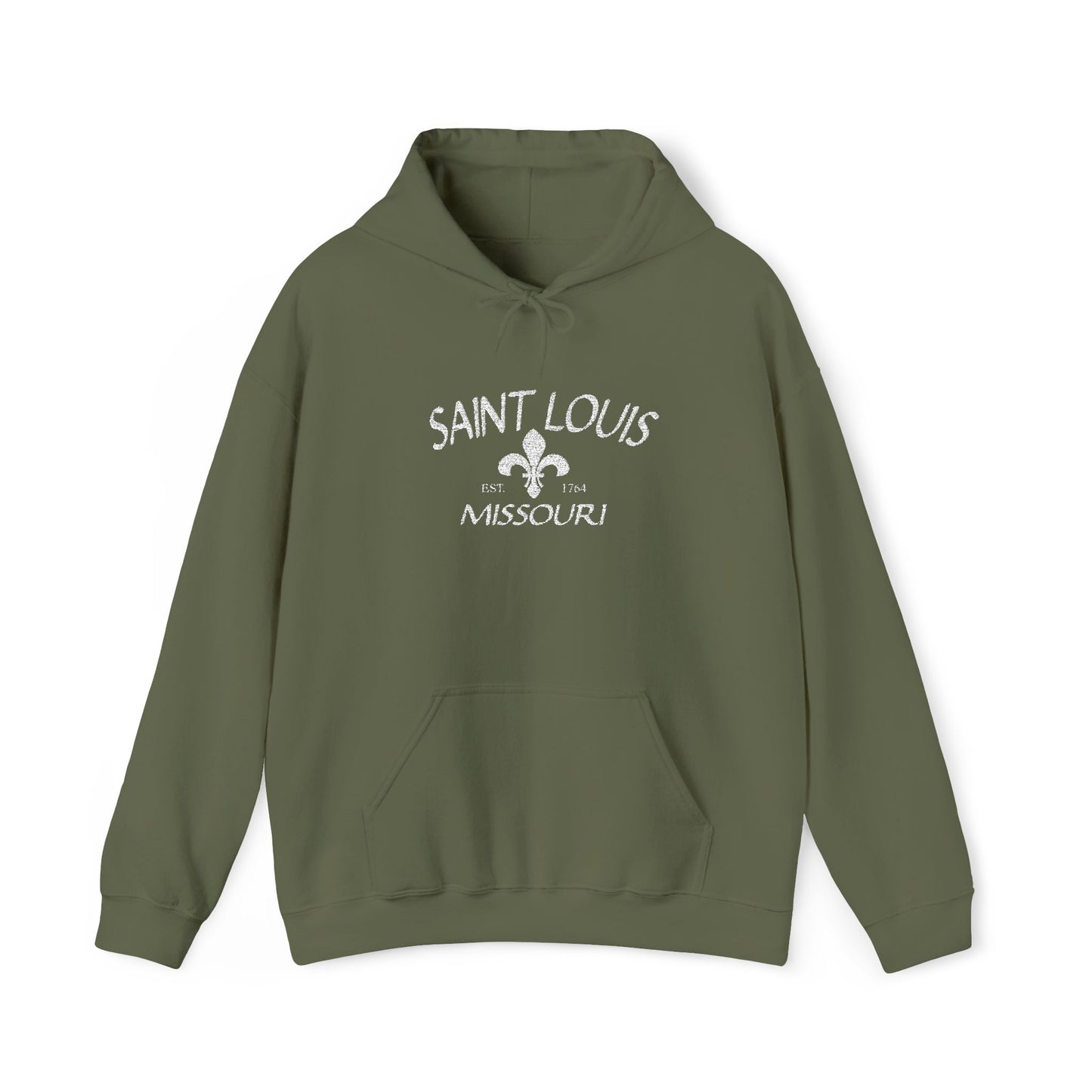 Saint Louis Missouri Embroidered Hoodie — White Lettering Printify