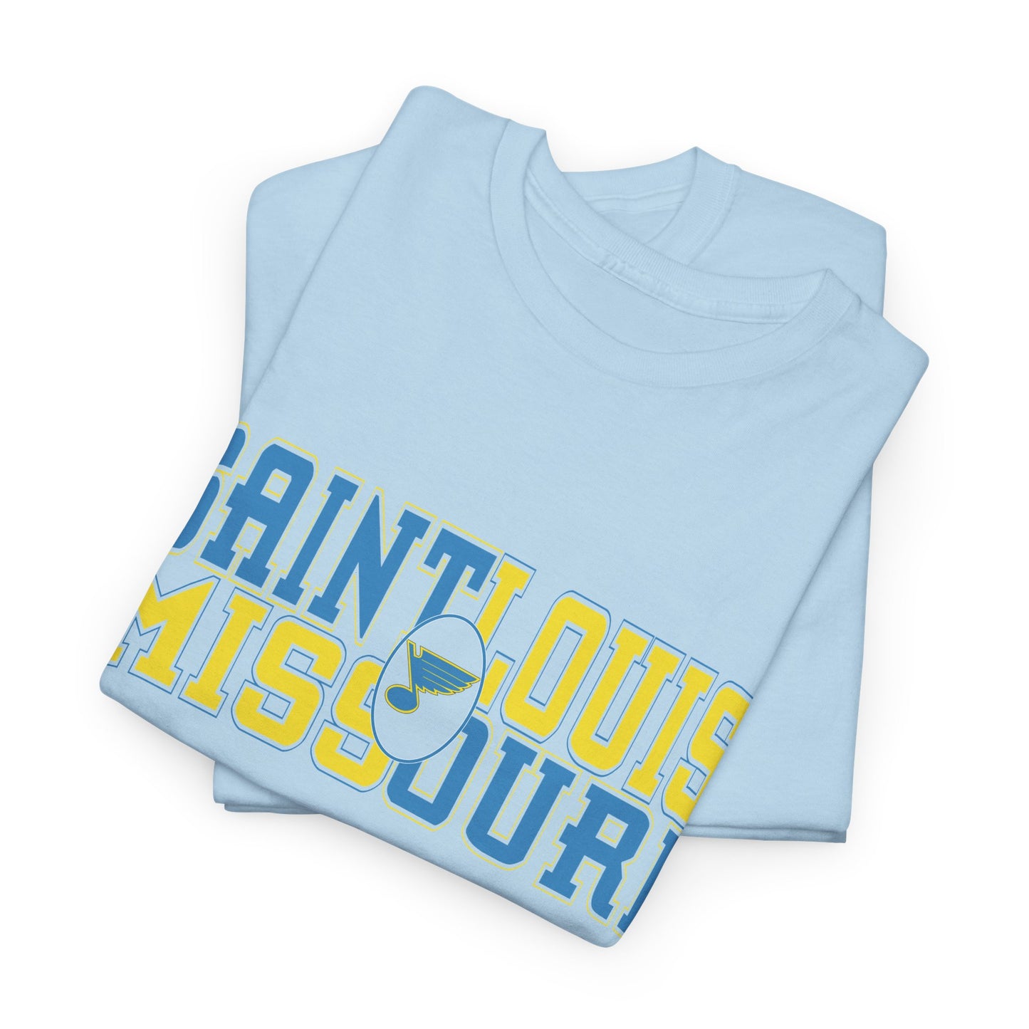 Saint Louis Missouri Tee in Blue & Gold Font