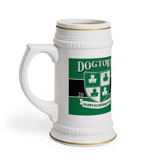 Dogtown Beer Stein Mug – St. Patrick’s Day Shamrock Crest