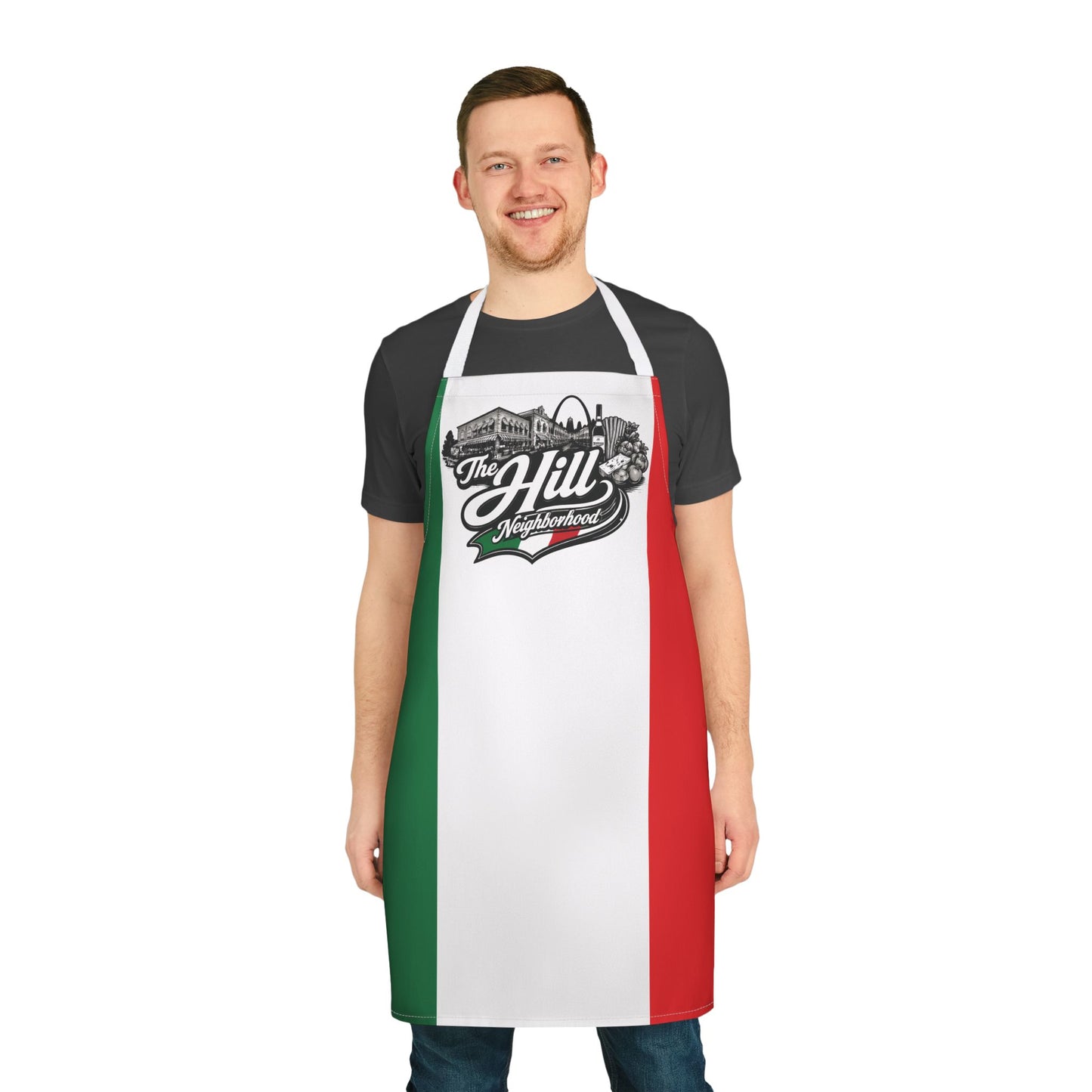 Italian Flag Apron with 'The Hill Neighborhood' Logo – Patriotic Kitchen Apron