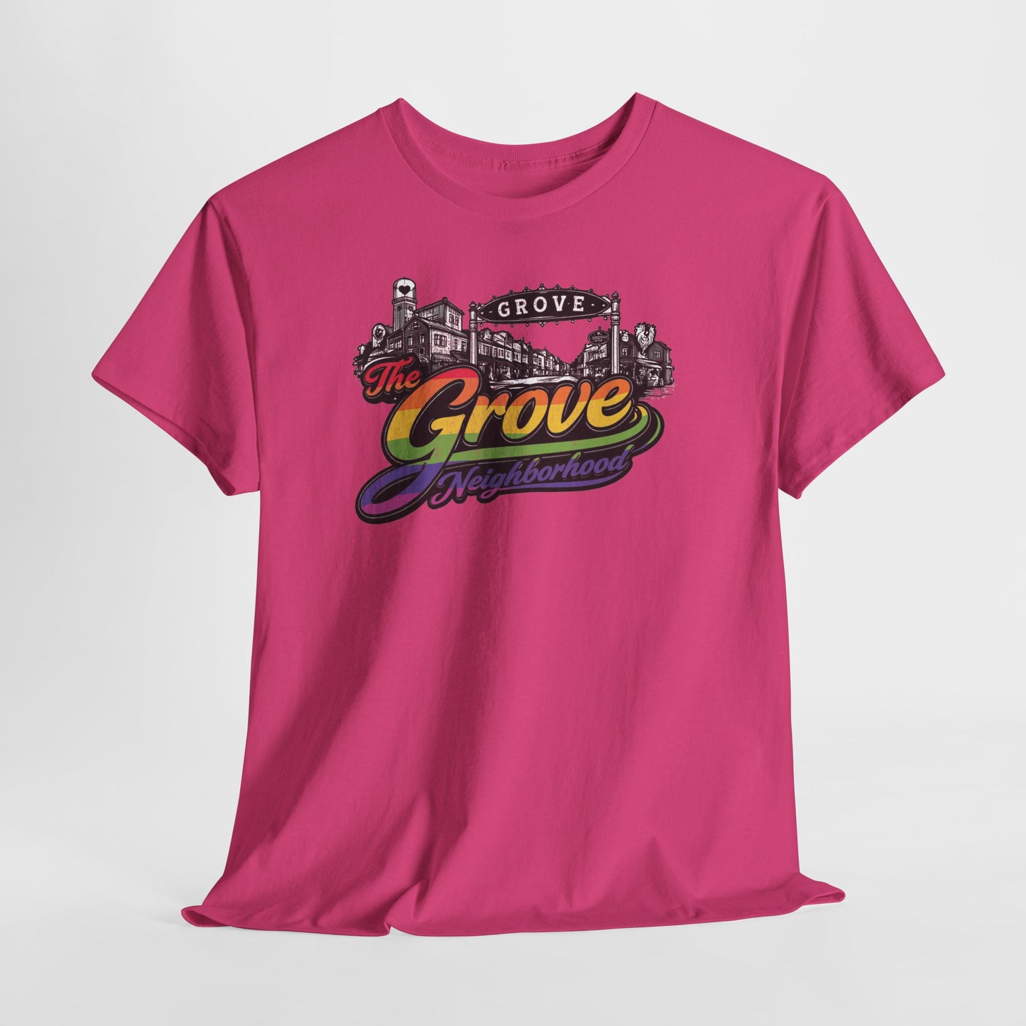 The Grove Neighborhood Tee — Retro Rainbow Logo T-Shirt
