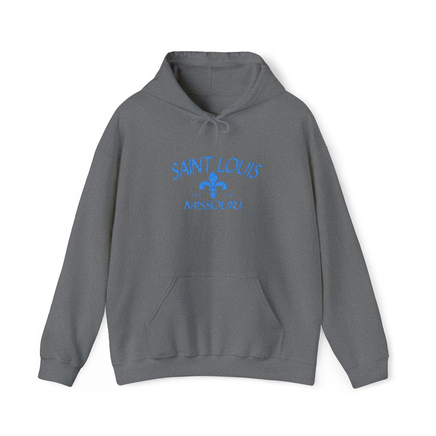 Saint Louis Embroidered Hoodie — Blue Lettering