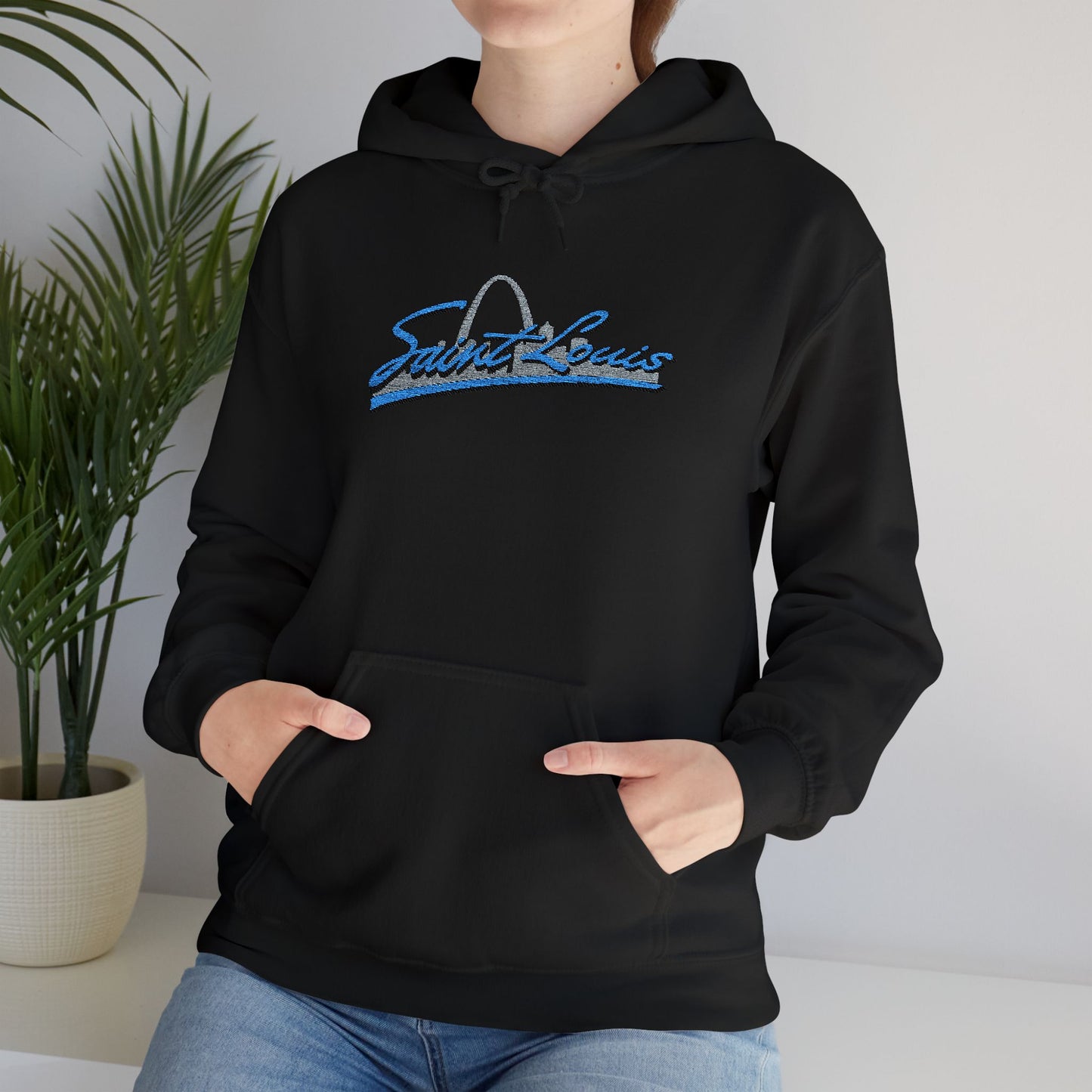Embroidered Hoodie- Saint Louis Printify