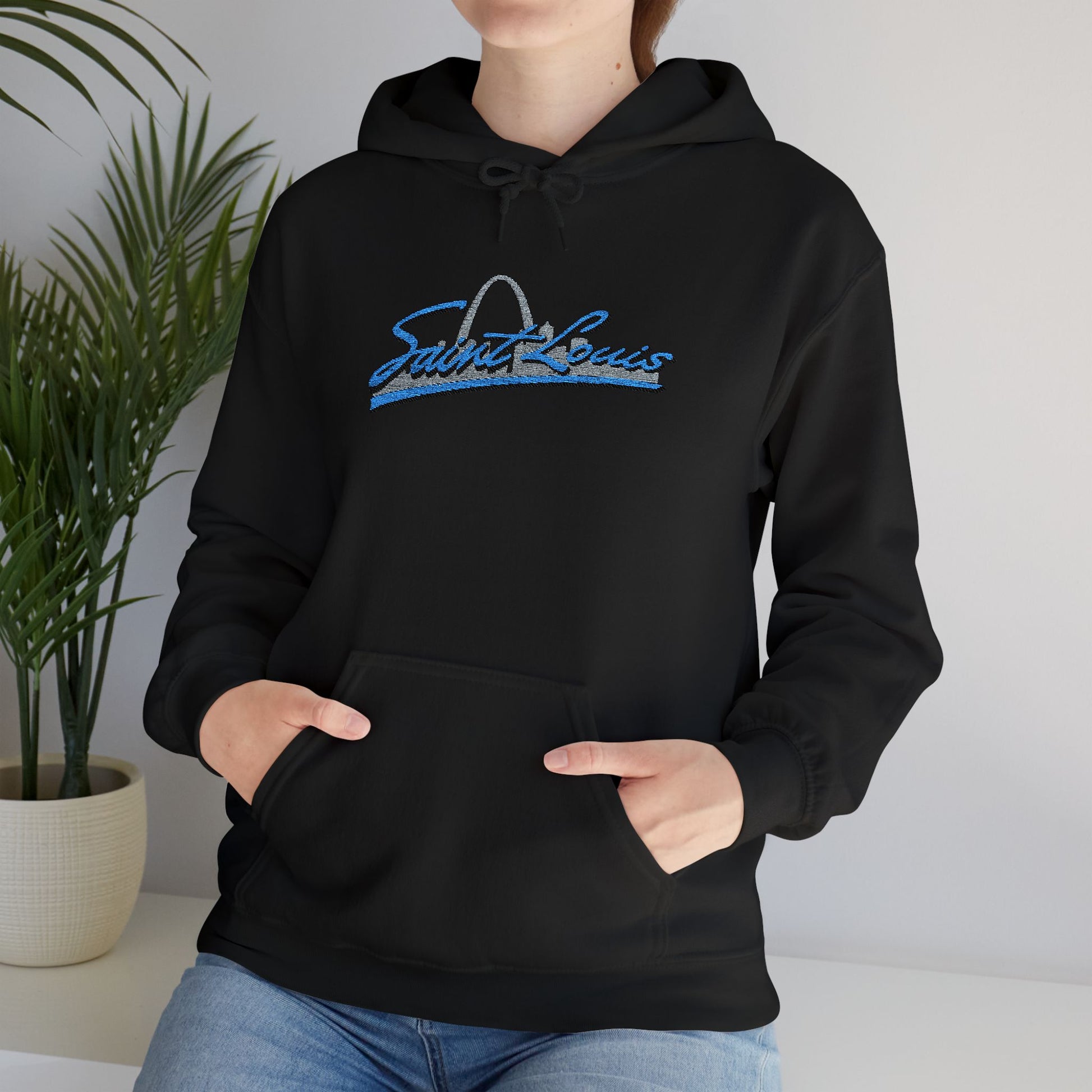 Embroidered Hoodie- Saint Louis Printify