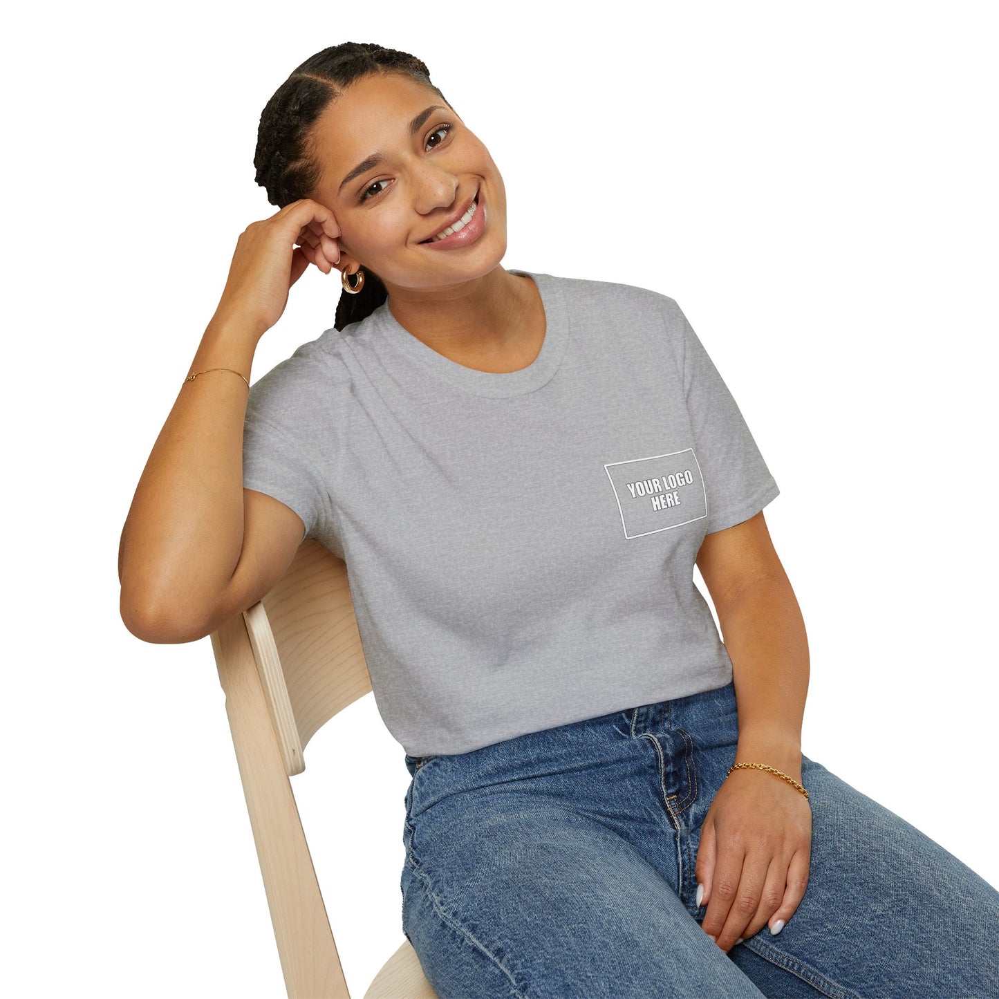 Custom Front Pocket Logo Work T-Shirt