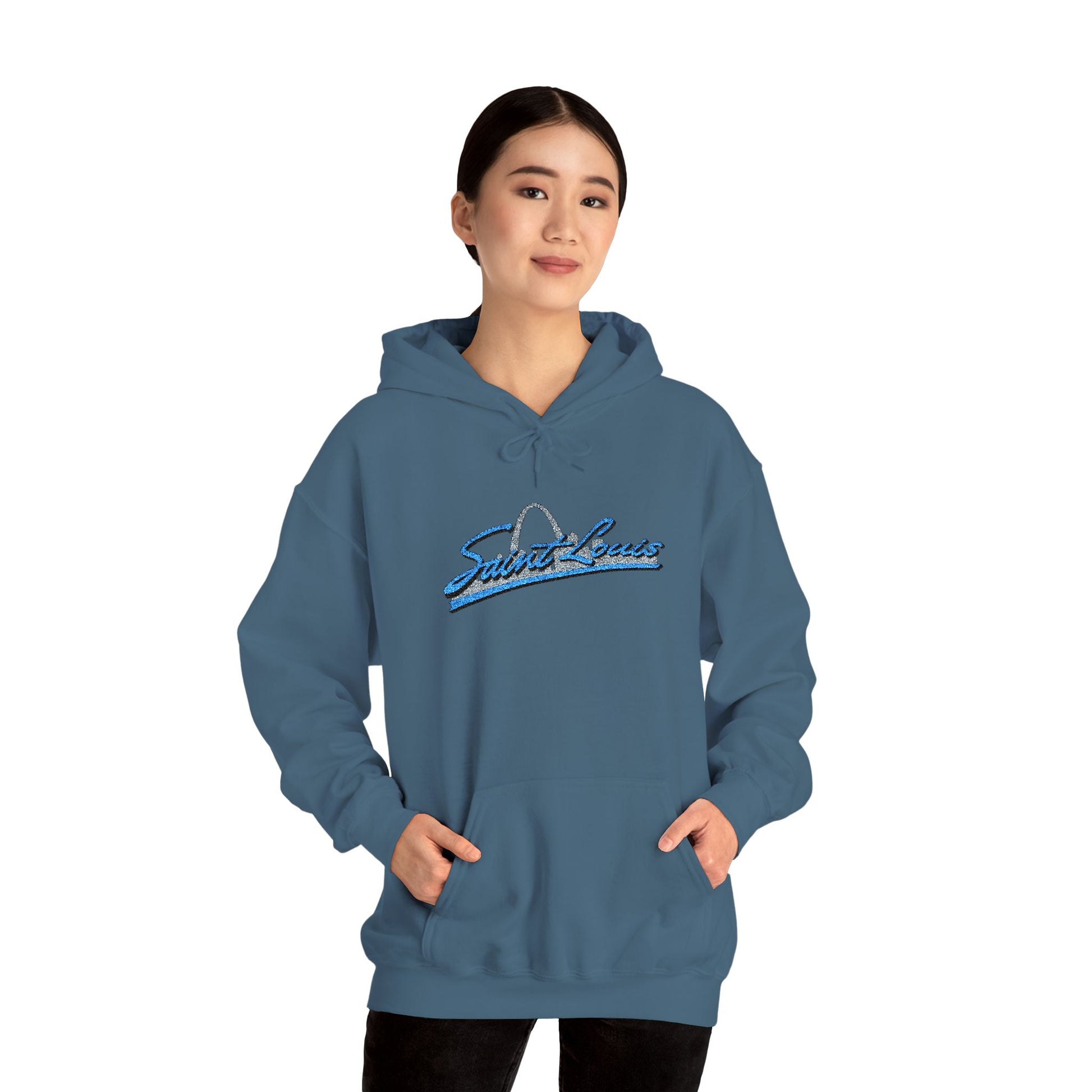 Embroidered Hoodie- Saint Louis Printify