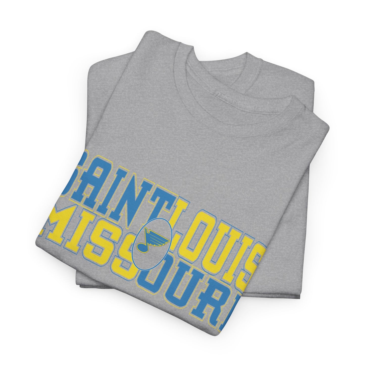 Saint Louis Missouri Tee in Blue & Gold Font