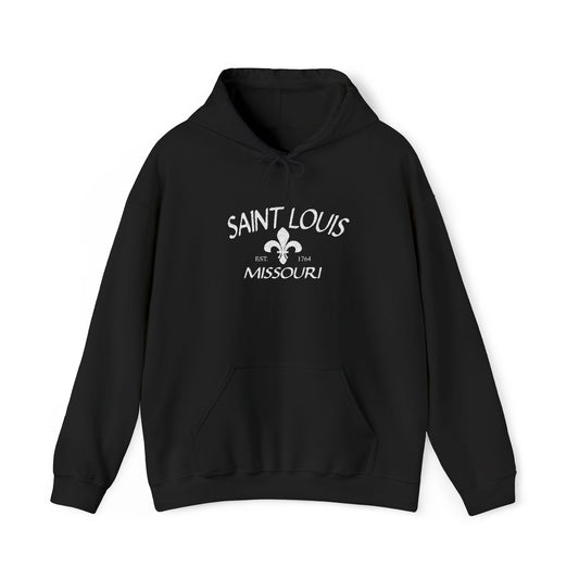 Saint Louis Missouri Embroidered Hoodie — White Lettering Printify