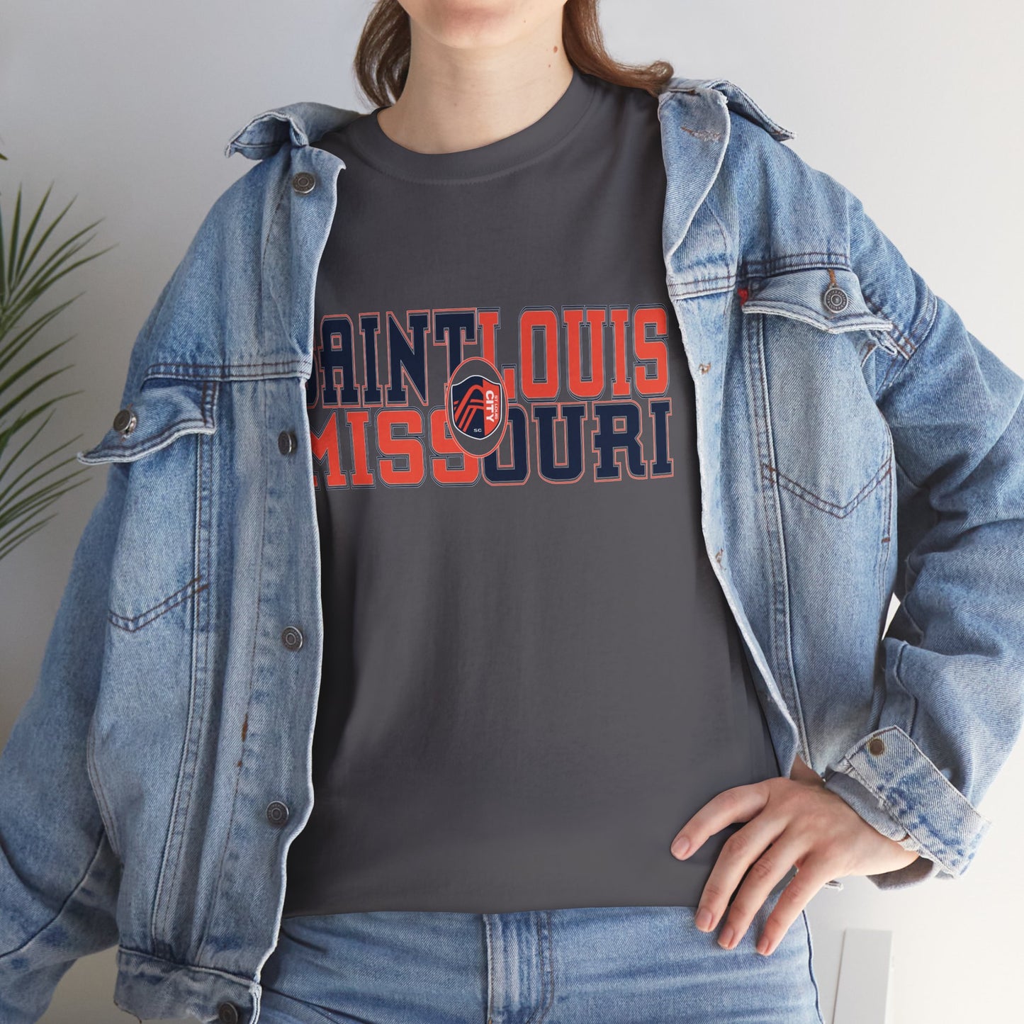 Saint Louis Missouri Tee in Blue and Red Font