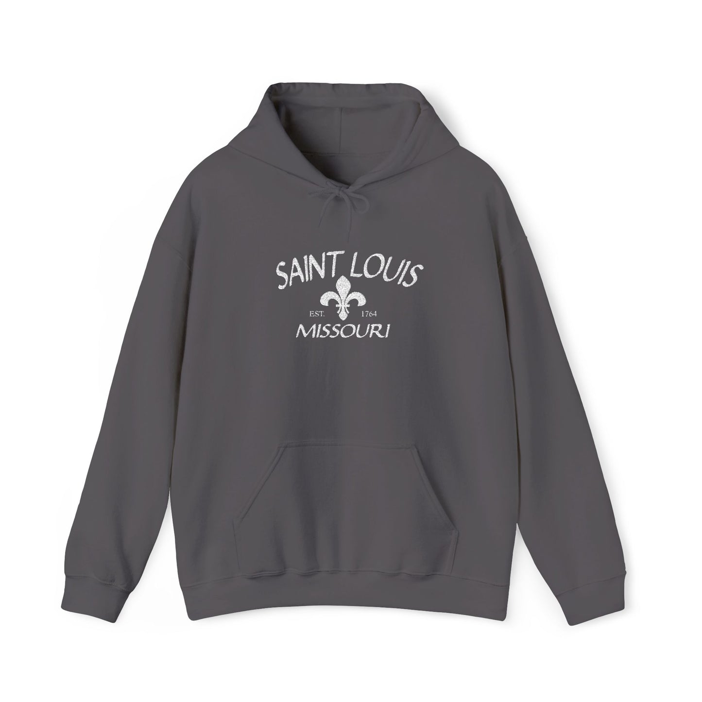 Saint Louis Missouri Embroidered Hoodie — White Lettering Printify